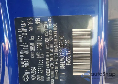 2025 Hyundai Elantra Sel Sport from USA, damaged, VIN KMHLM4DG3SU926576